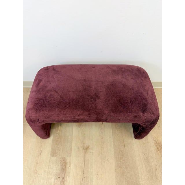 Burgundy Mid 20th Century Postmodern Burgundy/Mauve Upholstered Curved Bench Vintage Sculptural Seating For Sale - Image 8 of 9