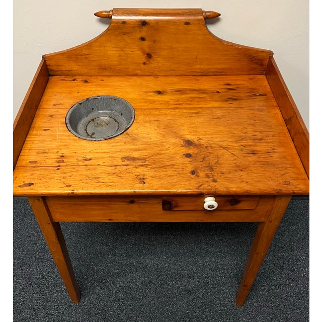 Antique 19th Century Primitive Pine Washstand For Sale - Image 4 of 12