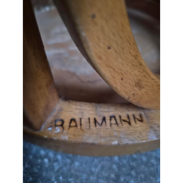 Wood Vintage Baumann Bistro Chairs and Ottoman, France, 1950s, Set of 5 For Sale - Image 7 of 18