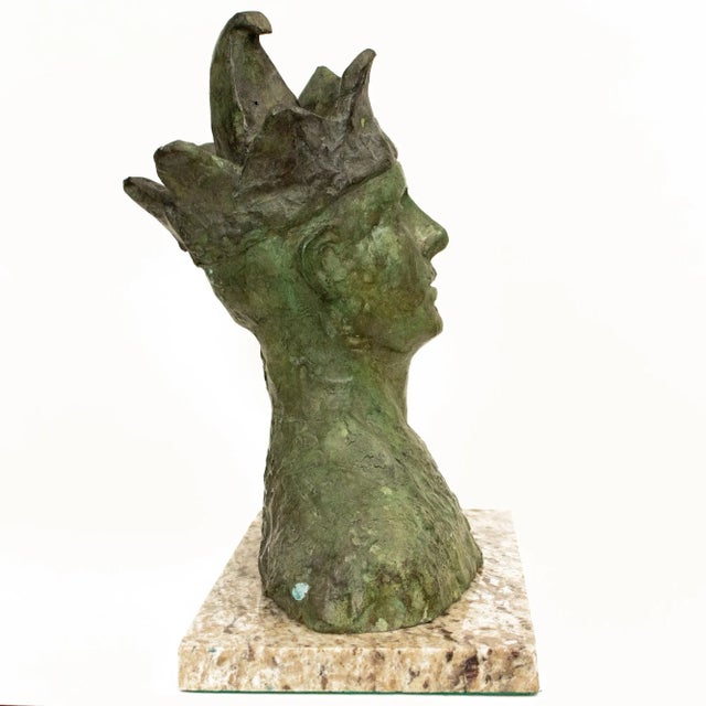 Metal Mid-20th C. After Picasso, Jester Bronze Bust, Signed and Numbered 17/30 For Sale - Image 7 of 12