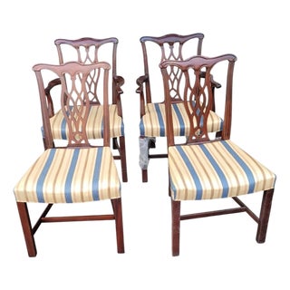 1990s Hickory Chair Co Set of 4 Dining Room Chairs Mahogany For Sale