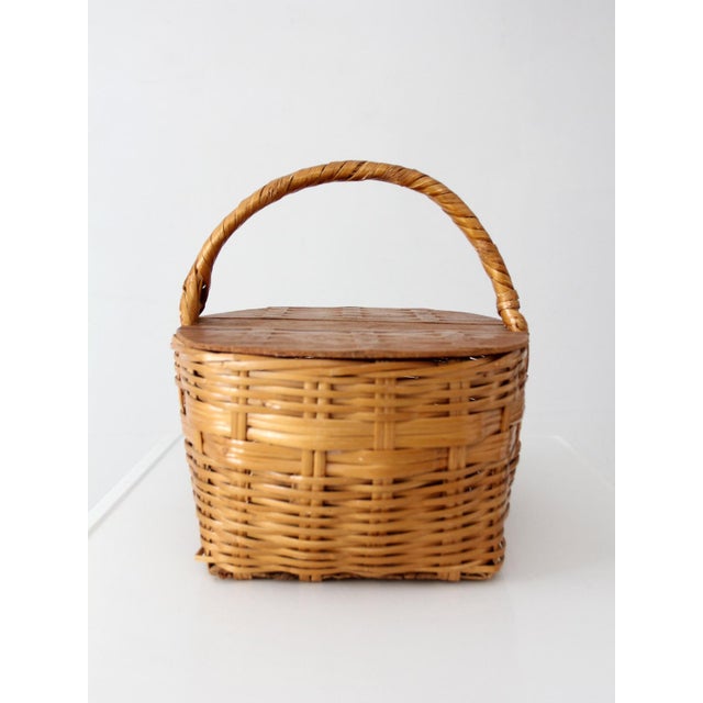 Vintage Wicker Picnic Basket For Sale - Image 10 of 13