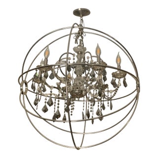 Rome Smokey Crystal Chandelier in a Polished Aluminum Finish by Artwood For Sale
