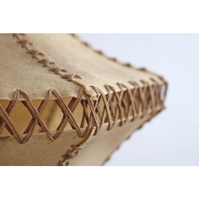 Beige Mid-Century Parchment Leather Pendant Lamp, 1960s For Sale - Image 8 of 9