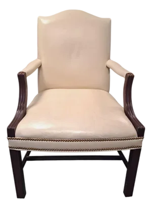 Vintage Hekman Cream Leather Chair