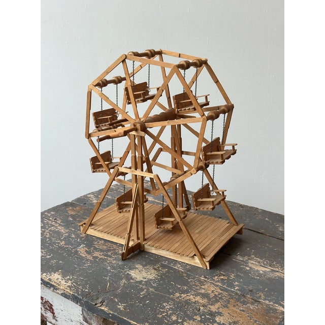 Vintage Folk Art Popsicle Stick + Spool Kinetic Ferris Wheel Sculpture, Circa 1970s For Sale - Image 4 of 17