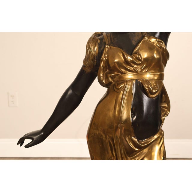 Late 20th Century Neoclassical Style Pair Of Bronze Figural Torchere Floor Lamps For Sale - Image 9 of 18