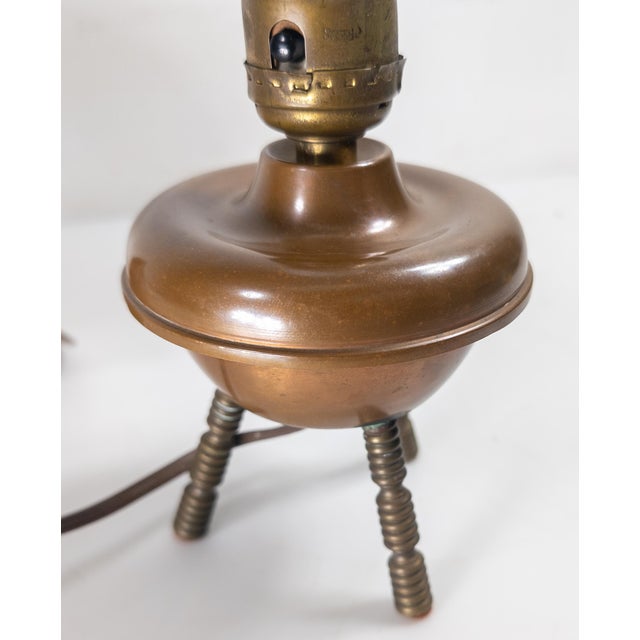 20th Century Copper Arts & Crafts Mission Style Desk or Boudoir Table Lamp For Sale - Image 9 of 13
