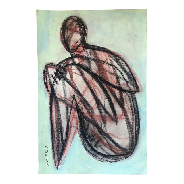 Contemporary Original Drawing by Cassandra L. Auker “Figure in Earth Tones” For Sale