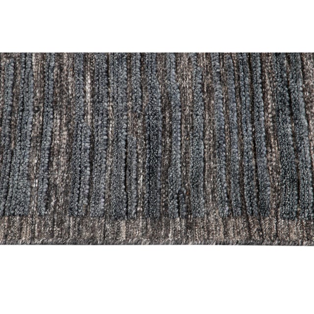 Dark Gray 21st Century Contemporary Textured High Low Wool Rug For Sale - Image 8 of 13