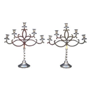 Vintage Candleholders in Metal, 1920s, Set of 2 For Sale