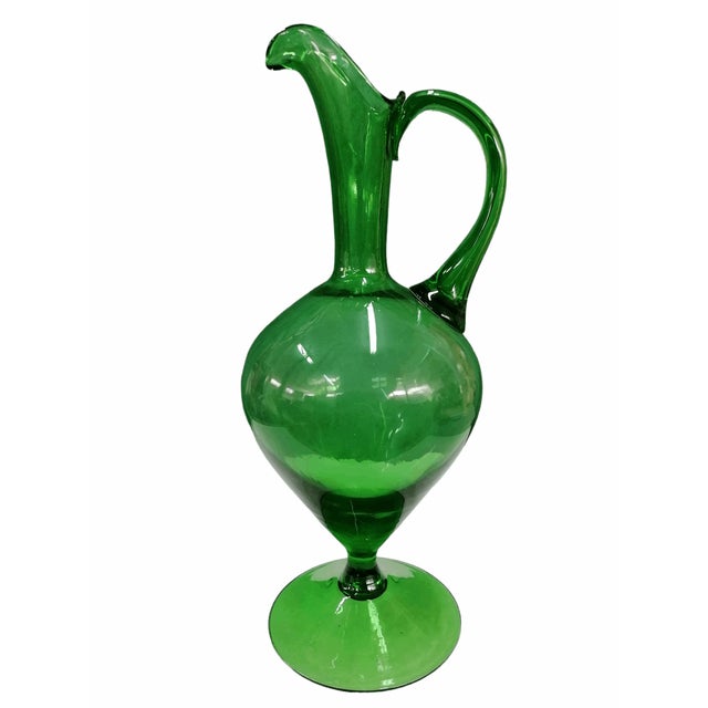 Hand-Blown Glass Jug Vase attributed to Taddei for Empoli For Sale - Image 5 of 5