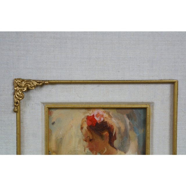 Late 20th Century Mark Arian Study XIX Spanish Flamenco Dancer W Fan Oil Painting on Board 20" For Sale - Image 6 of 11
