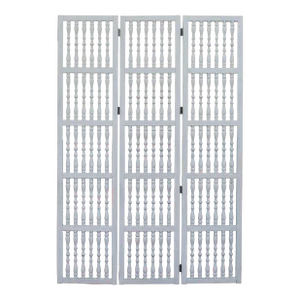 1950's Vintage White Turned Wood Room Divider Screen