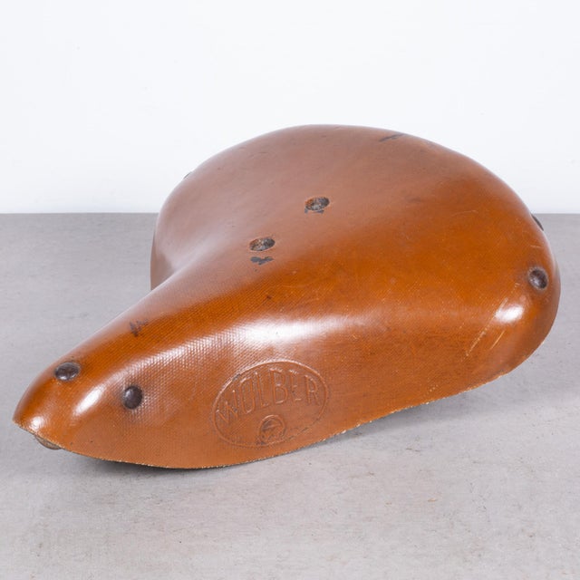Vintage Italian and French Leather Bicycle Seats C.1930 For Sale - Image 9 of 12