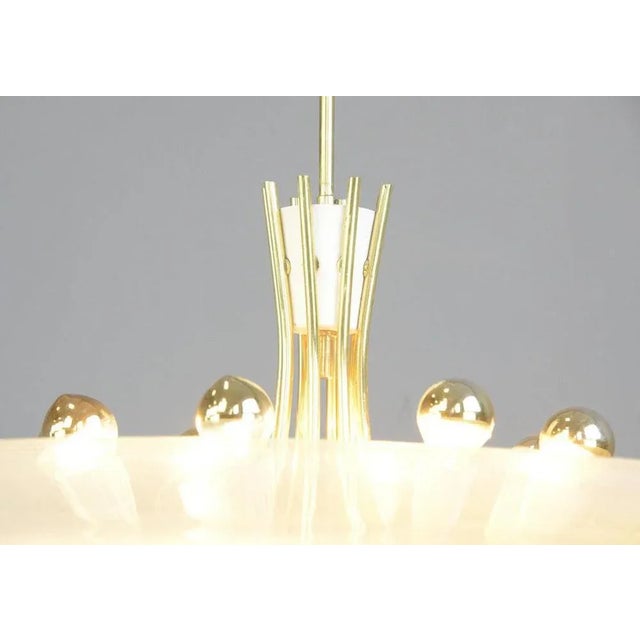 Large Mid-Century Modern Brass and Glass Pendant Light, 1960s For Sale - Image 4 of 13