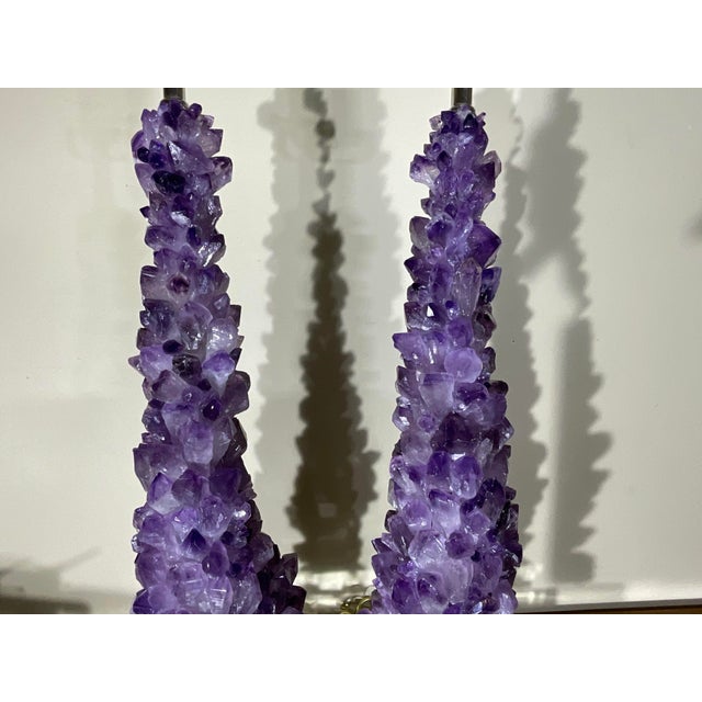 One of a Kind Pair of Original Amethyst Crystal Table Lamps by - Joseph Malekan For Sale - Image 15 of 18