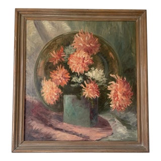 19th Century French Floral Style Oil on Canvas For Sale