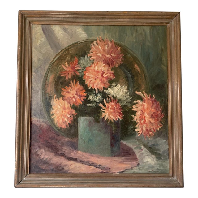 19th Century French Floral Style Oil on Canvas For Sale