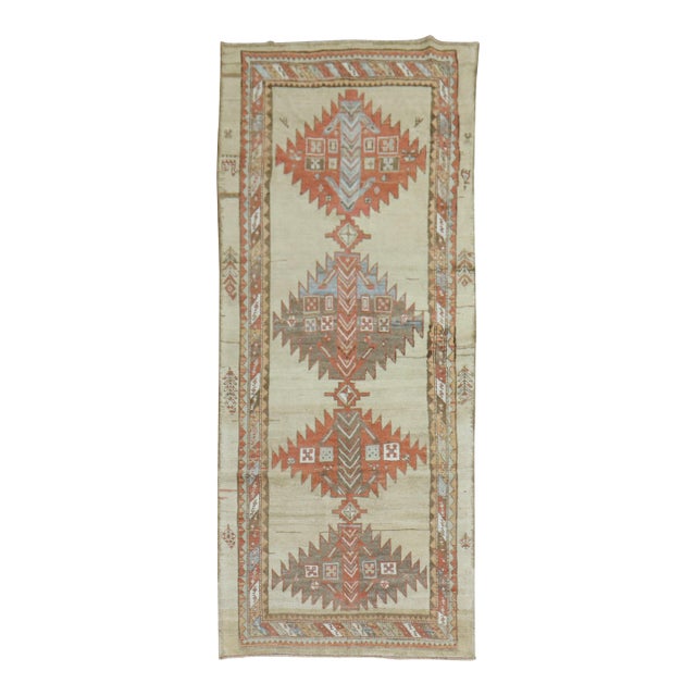 Early 20th Century Tribal Camel Persian Serab Geometric Casual Runner For Sale