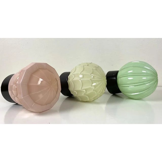 Art Deco Ceiling Lamps from Thabur, 1920s, Set of 3 For Sale - Image 3 of 15