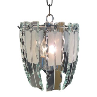 Vintage Fontana Arte Zero Quattro Italian Glass Swag Chandelier Light Lamp For Sale