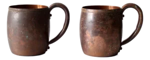 Vintage Copper Mugs With Handles Pair