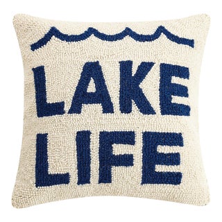 Lake Life Hook Pillow, 14" x 14" For Sale