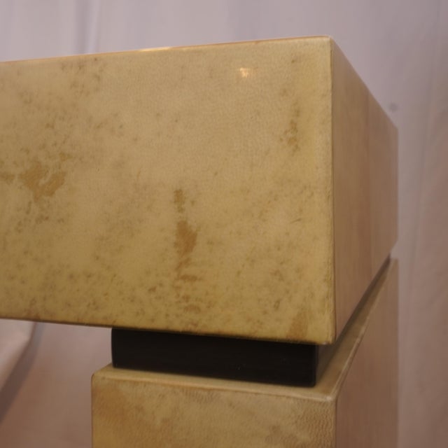 2010s Sally Sirkin Lewis Faux Goatskin Parchment Lacquered Console for J. Robert Scott For Sale - Image 5 of 8