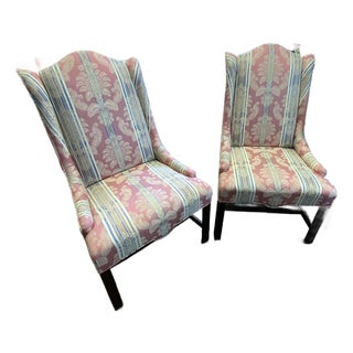 20th Century Chippendale Style Upholstered Chairs, Pair For Sale