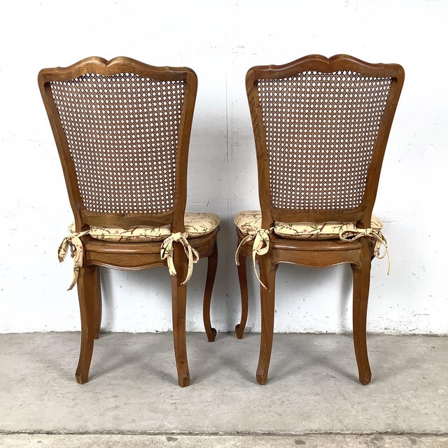 Mid 20th Century Set of Four Vintage French Provincial Cane Back Dining Chairs — Louis XV Style For Sale - Image 5 of 12