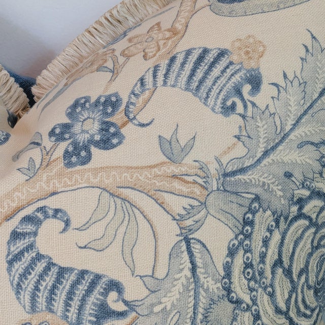 Colefax & Fowler Colmar Blue Pillow With Loop Fringe- Single For Sale - Image 4 of 6