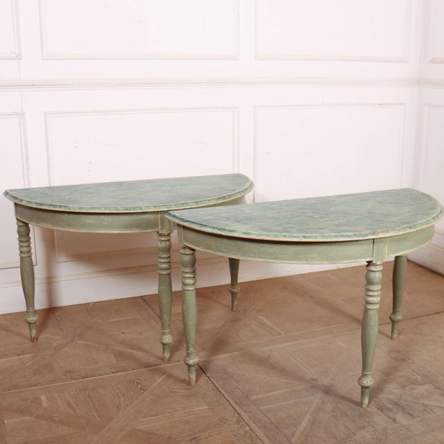 Swedish Painted Console Tables, Set of 2 For Sale - Image 4 of 10