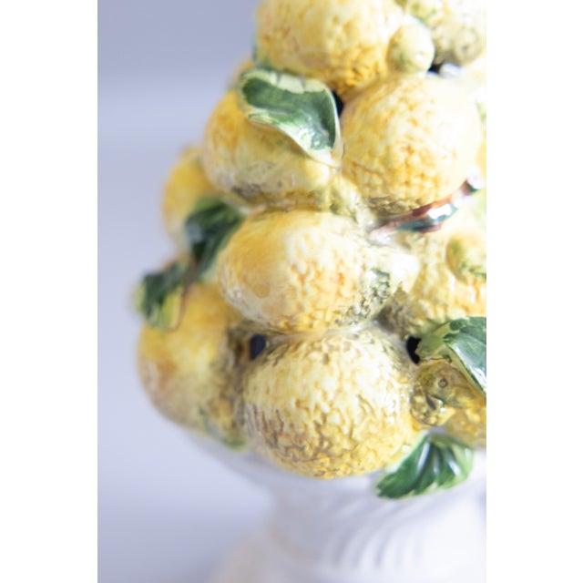 Yellow Vintage Italian Majolica Lemon Topiary Centerpieces - A Pair For Sale - Image 8 of 13