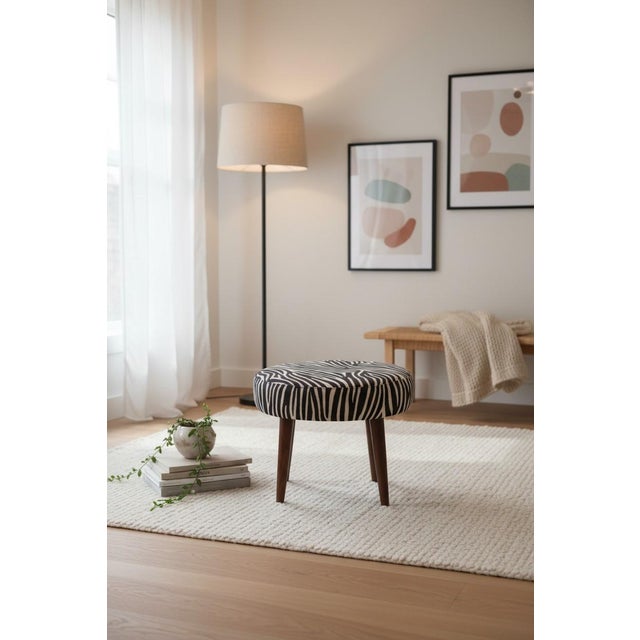 1970s Danish Stool in Teak with Zebra Striped Upholstery, 1960s For Sale - Image 5 of 8