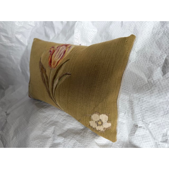 French French Aubusson Tulip Decorative Pillow, Circa 1850 For Sale - Image 3 of 7