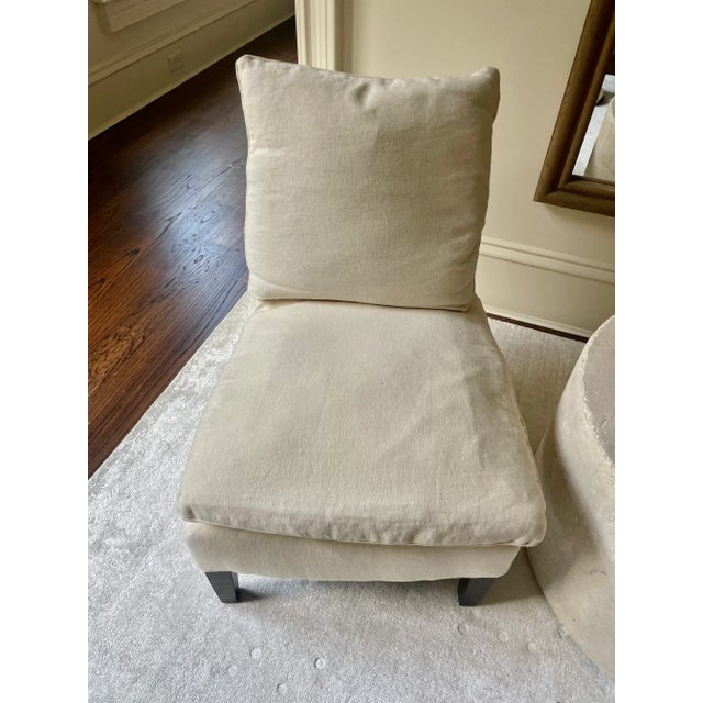 Transitional Lee Industries Slipper Chairs- Pair For Sale - Image 3 of 9