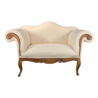 Louis XV Antique French Sofa or Loveseat Triple Arched With New Upholstery For Sale