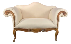 Louis XV Antique French Sofa or Loveseat Triple Arched With New Upholstery