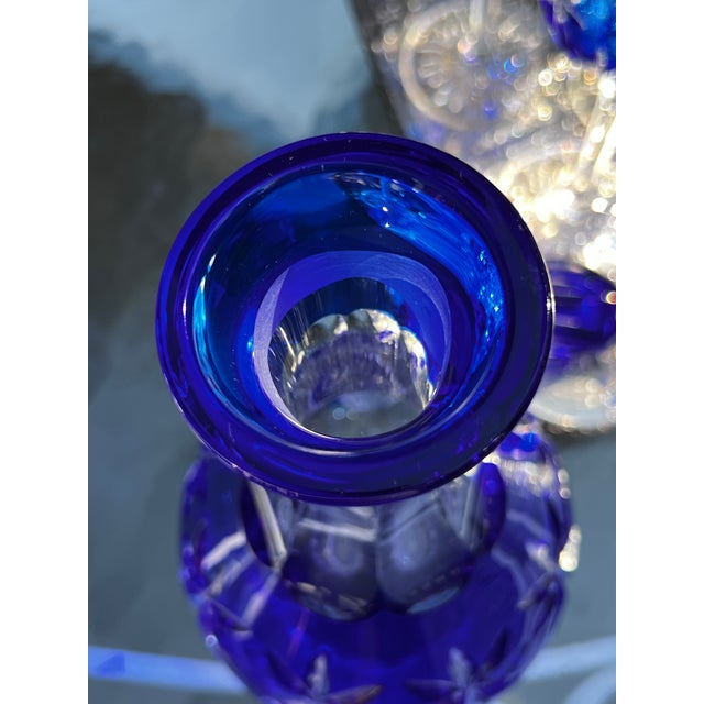 Vintage Set of 9 Horst Belda Germany Sapphire Cut-to-Clear Wine Hocks With Matching Decanter - 10 pcs For Sale - Image 10 of 12