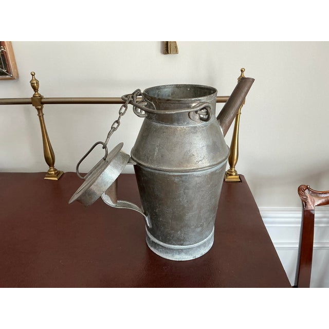 Beautifully crafted French pewter milk can/pail. It is designed with astraight pourspout angled upward from the shoulder...