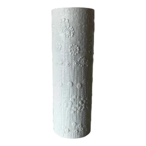 Vintage White Matte Flowers Relief Porcelain Vase by Rosenthal Studios