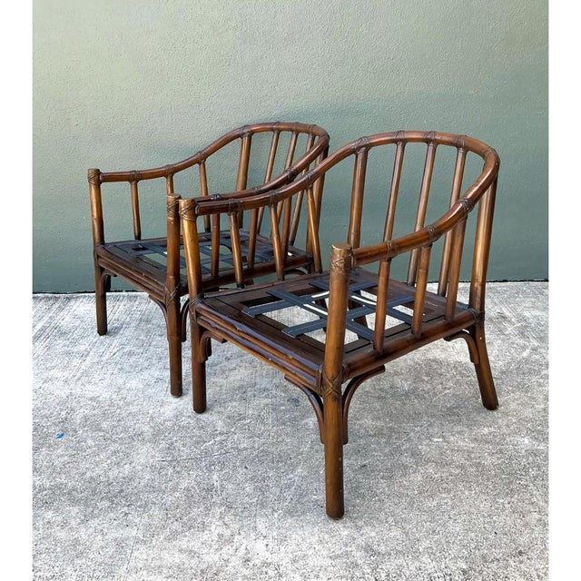 Vintage McGuire Rattan Lounge Chairs - A Pair For Sale - Image 9 of 12