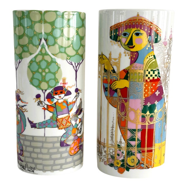 Large Porcelain Vases by Björn Wiinblad for Rosenthal Germany, 1970s, Set of 2 For Sale