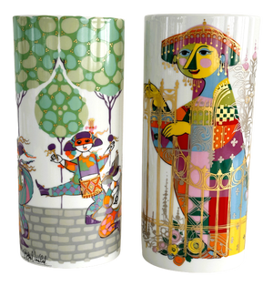 Large Porcelain Vases by Björn Wiinblad for Rosenthal Germany, 1970s, Set of 2