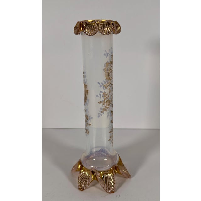 Moser Opalescent Gilt Bud Vase with Applied Rigaree For Sale - Image 6 of 10