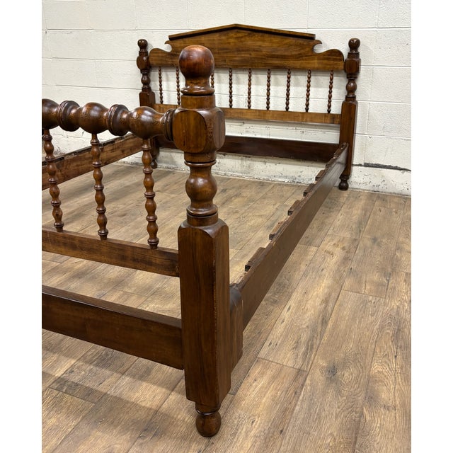 Wood Vintage Full Size Jenny Lind Spindle Spool Bed For Sale - Image 7 of 12