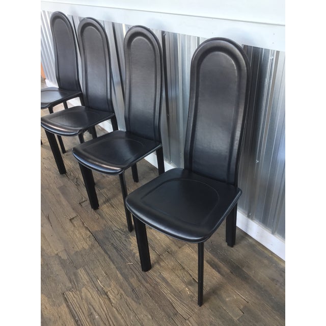 Modern Italian Black Leather Dining Chairs by Artedi Set of 4 Chairish