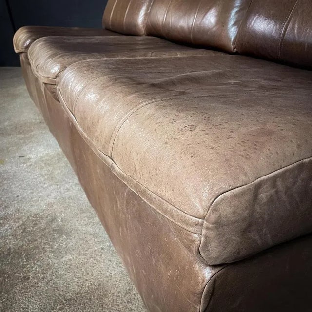 Brown Mid-Century Modular Sofa in Dark Brown Leather, Set of 3 For Sale - Image 8 of 12