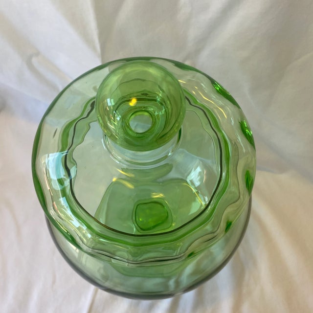 Hand Blown Vintage Green Lidded Apothecary Jar For Sale - Image 11 of 11